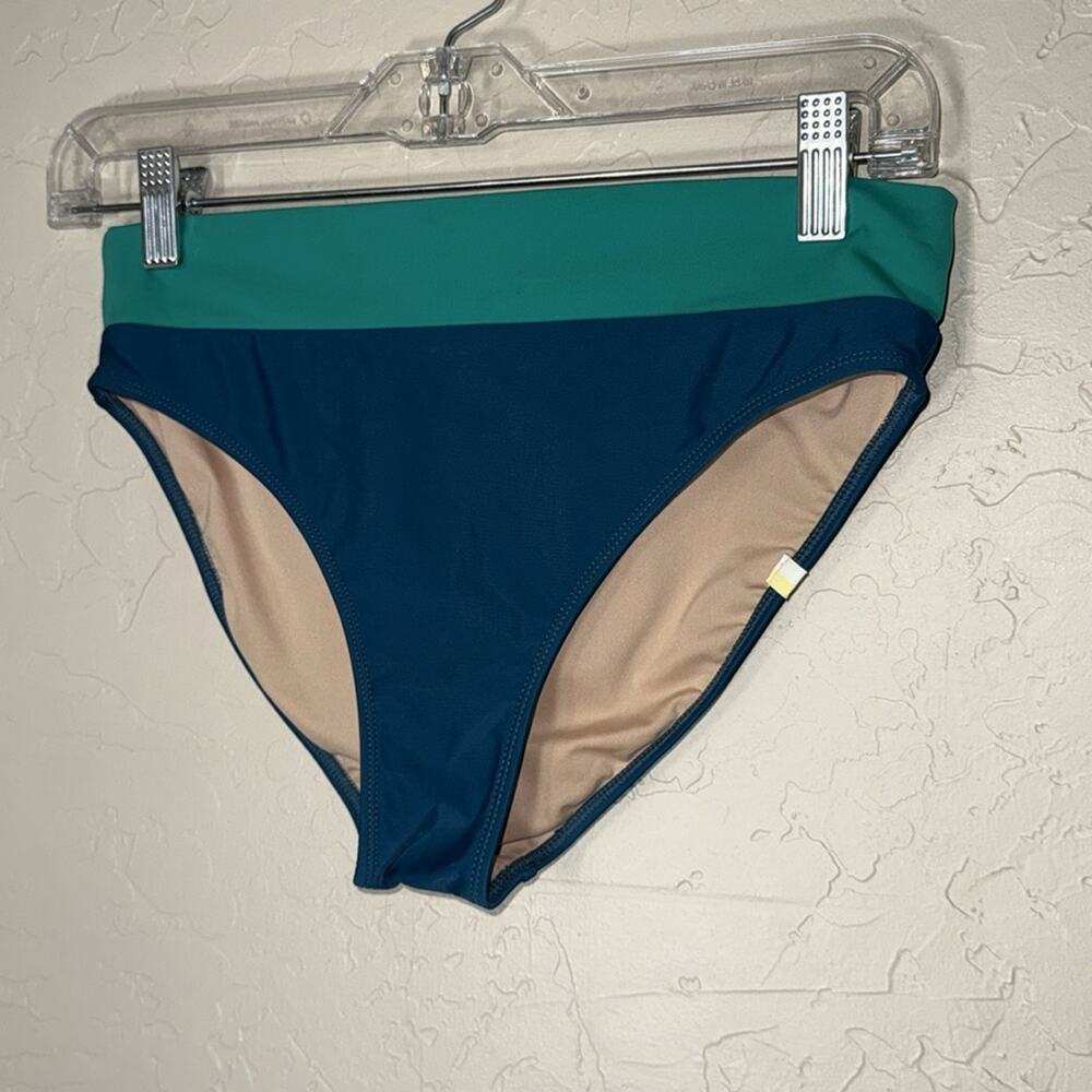 Summer salt blue and green color block mid/high waist swim bottoms size 2 - Picture 4 of 4